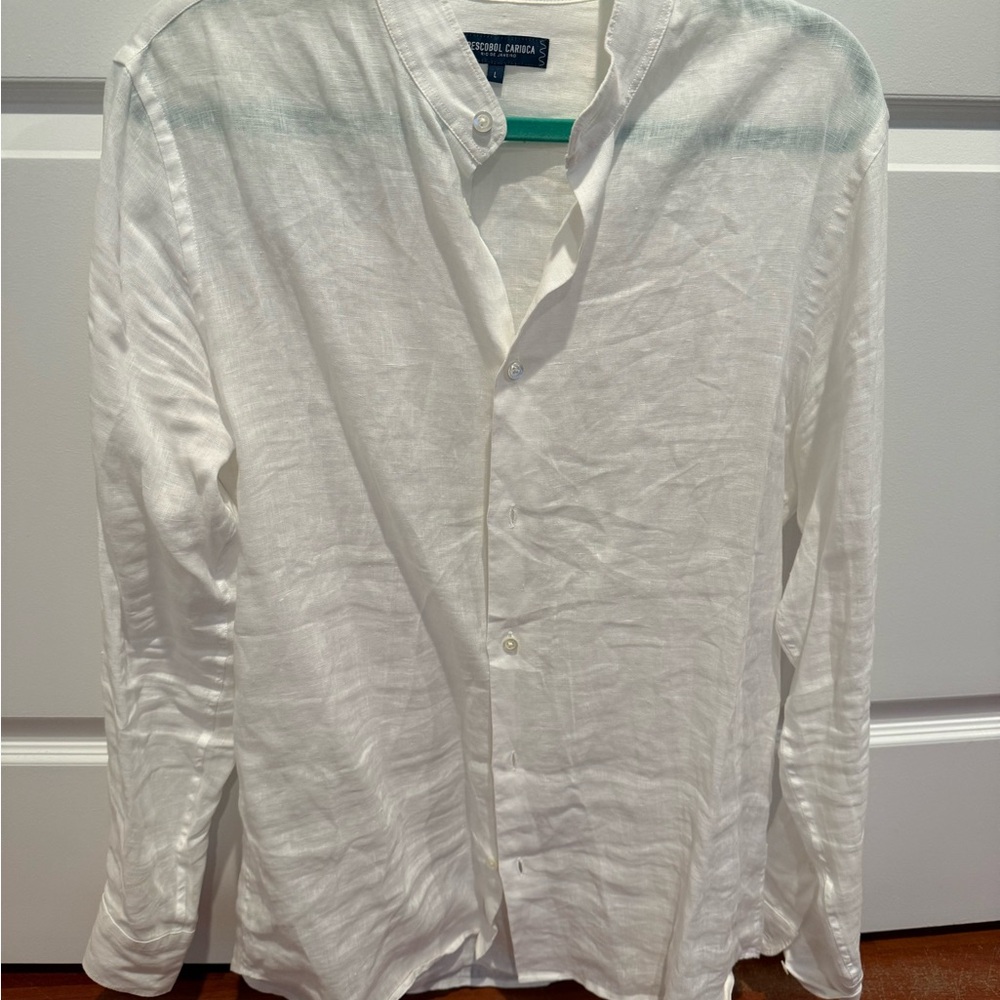 Casual White 100% Linen Button Down Shirt New Without Tags